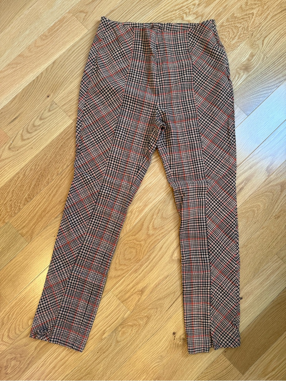 Free People Plaid Ankle Pants - Red & Black